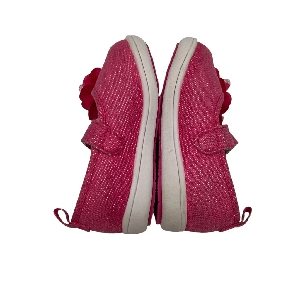Koala Kids Pink Sparkle Floral Mary Jane Shoes Size 3 Toddler Girl's